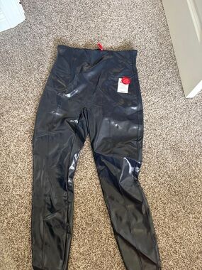 SPANX Faux Leather High-Waist Leggings in Black